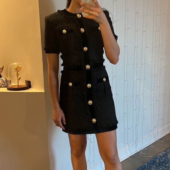 ❌SOLD❌ Balmain 38 Short iridescent black tweed dress - Picture 9 of 11